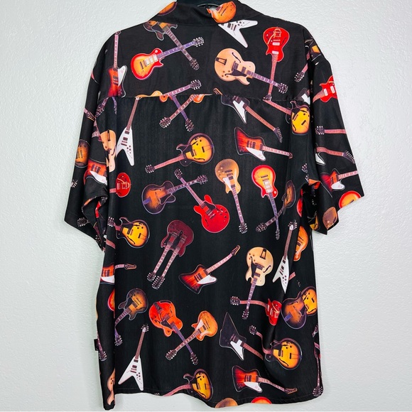 GIBSON Tour Wear Guitars Dragonfly Metallic Dark Brown Mens Button Up Shirt XL - Picture 2 of 4